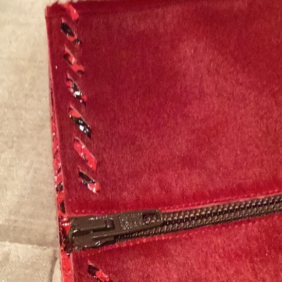 Emmanuel Ungaro Paris Red Calf Hair Snake Detailing Zip Up Boots size 7 1/2 M - Picture 16 of 16